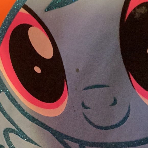 My little Pony Rainbow Dash costume dress with faux fur leg warmers. No size tag - Picture 6 of 7